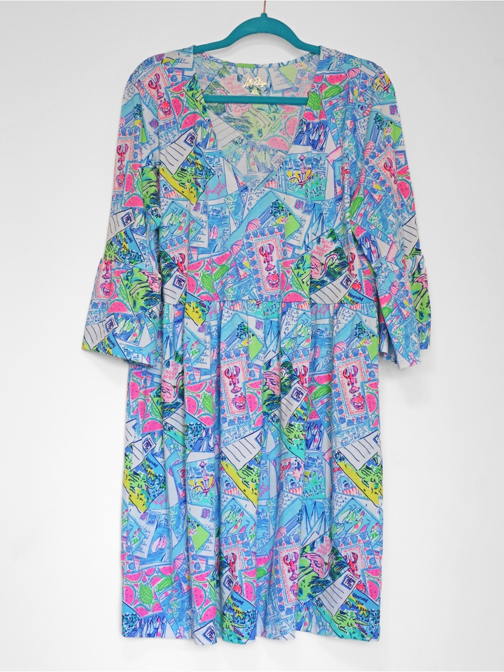 Lilly Pulitzer Wish You Were Here Jannie V-Neck Swing Dress XL